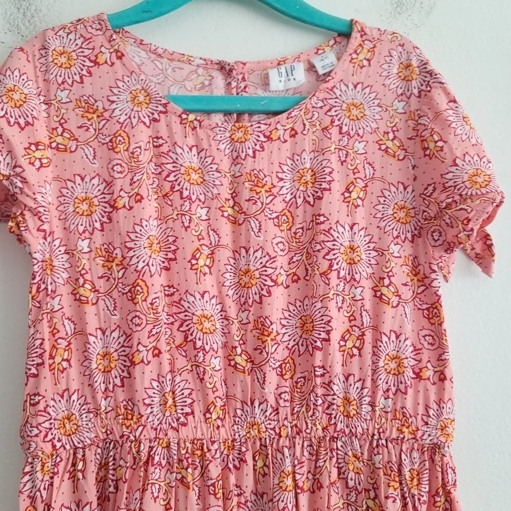 GAP Girls 6/7‎ Pink Floral Bow Sleeve Skater Dress Spring Summer